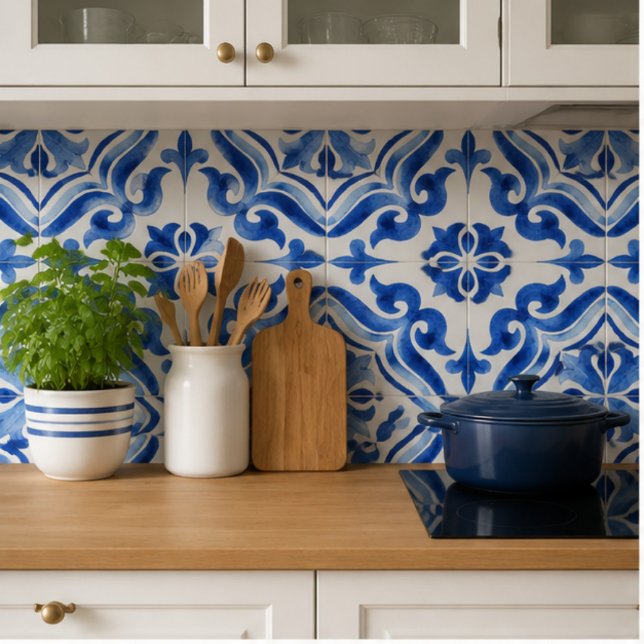 Ocean Breeze Ceramic Watercolor Blue Mosaic  Fliese (Von Creator hochgeladen)