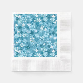 Ocean Breeze Floral Turquoise Botanical Serviette