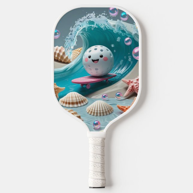 Ocean Breeze Pickleball - Niedlich Surf & Seashell Pickleball Schläger (Vorderseite)