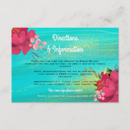 Ocean Breeze Tropical Gold Floral Wedding Infos Begleitkarte