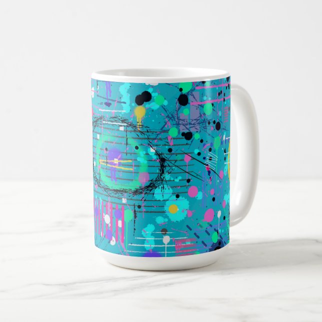 Ocean Bubbles: Maximalist Art Kaffeetasse (VorderseiteRechts)