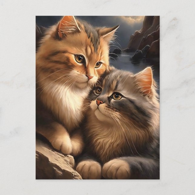 Ocean Cats Valentine/Jubiläum Gruß Postkarte (Vorderseite)