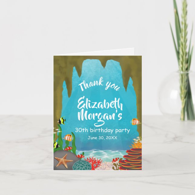 Ocean Cave Under the Sea Corals Birthday Dankeskarte (Vorderseite)