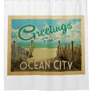 Ocean City Beach Vintage Reisen Duschvorhang
