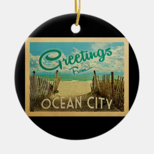 Ocean City Beach Vintage Reisen Keramik Ornament