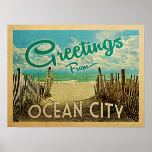 Ocean City Beach Vintage Reisen Poster