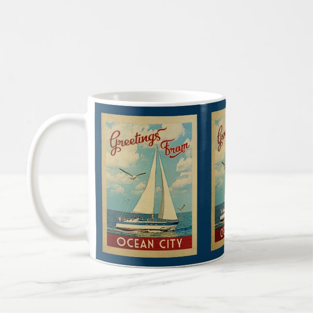 Ocean City Coffee Tasse Sailboat Vintag New Jersey (Links)