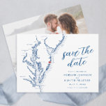 Ocean City Maryland Karte Minimal Modern Wedding<br><div class="desc">Ankündigen Sie Ihre Hochzeit an der Küste Stadt im Stil mit unserem modernen marineblauen Chesapeake Bay Karte-Thema Speichern Sie die Datumskarten aus Zazzle! Mit exquisiten Details und einer Touch von Küstencharme, die perfekt das Wesen Ihrer Ocean City, Maryland Hochzeit einfangen. Mit seinen berühmten Sehenswürdigkeiten wie The Grand Hotel, Ocean Pines...</div>