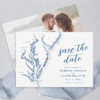 Ocean City Maryland Karte Minimal Modern Wedding