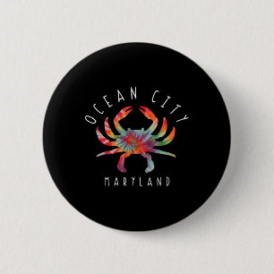 Ocean City Maryland Krabbe Tie Dye Sommerferien Button