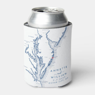 Ocean City Maryland Map Modern Wedding Can Cooler Dosenkühler