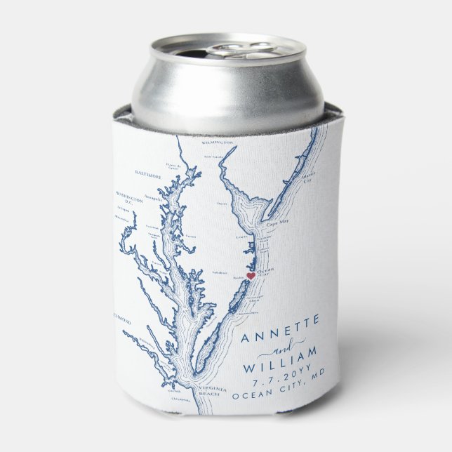 Ocean City Maryland Map Modern Wedding Can Cooler Dosenkühler (Kanne Vorderseite)