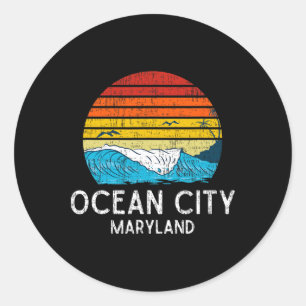 Ocean City Maryland Md Vintage Strand Ozean Famili Runder Aufkleber