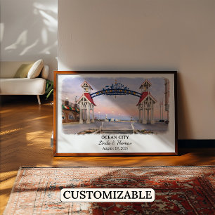 Ocean City Maryland Poster, Aquarell, Maßgeschneid Poster