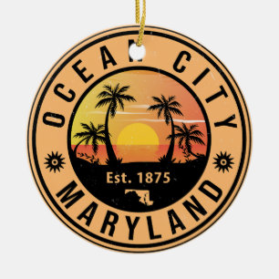 Ocean City Maryland Retro Sonnenuntergang Souvenir Keramik Ornament