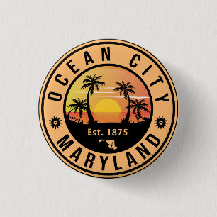 Ocean City Maryland Retro Sunset Souvenirs 60er Button