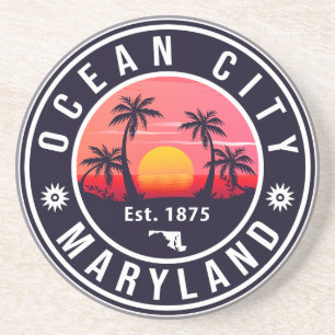 Ocean City Maryland Retro Sunset Souvenirs 60er Getränkeuntersetzer