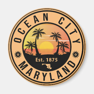 Ocean City Maryland Retro Sunset Souvenirs 60er Magnet