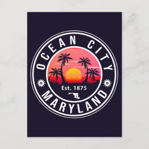 Ocean City Maryland Retro Sunset Souvenirs 60er Postkarte