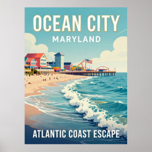 Ocean City Maryland Strand Reise Poster