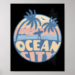 Ocean City Maryland Strand Surf Sommer Urlaub Vin Poster