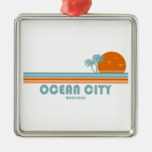 Ocean City Maryland Sun Palm Trees Ornament Aus Metall
