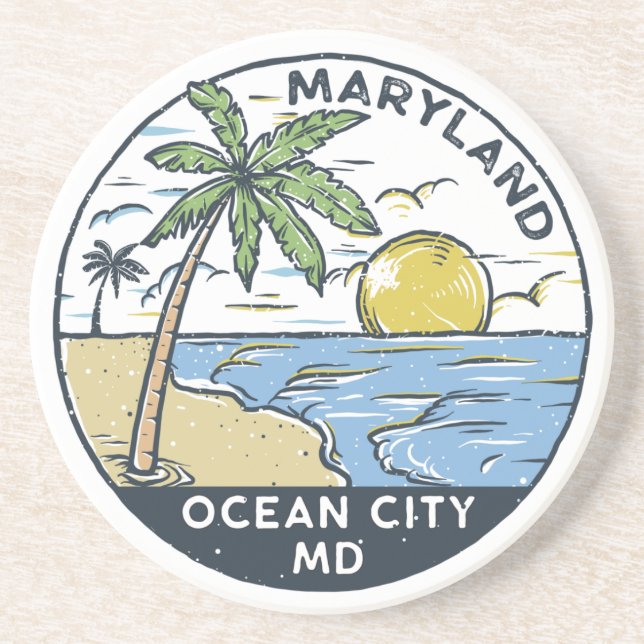 Ocean City Maryland Vintag Getränkeuntersetzer (Vorne)