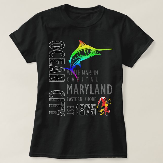 Ocean City Maryland White Marlin Hauptstadt Easter T-Shirt (Design vorne)