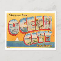 Ocean City, New Jersey Big Letters Postkarte