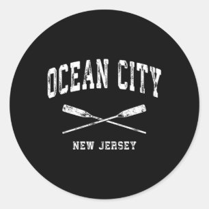 Ocean City New Jersey Nautical Crossed Oars Runder Aufkleber