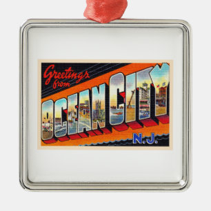 Ocean City New Jersey NJ Große Buchstaben Postkart Ornament Aus Metall