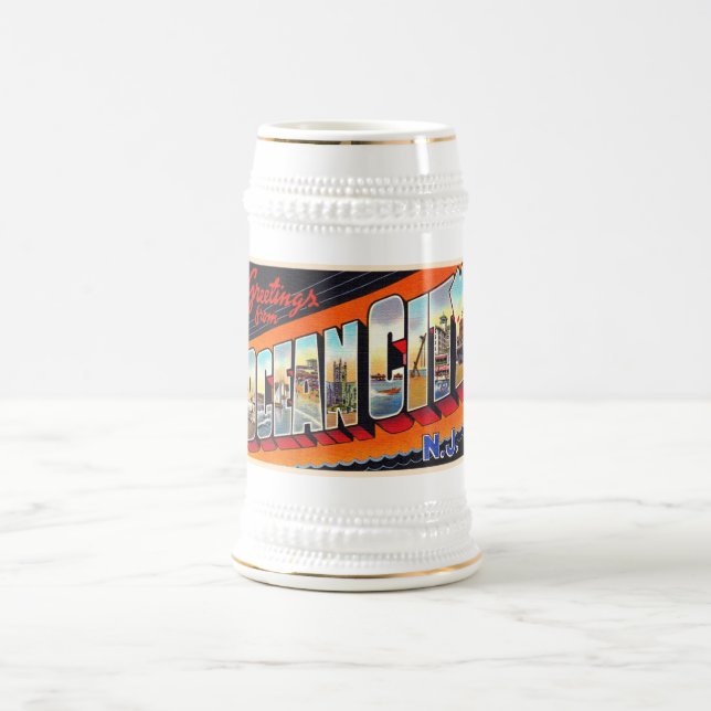 Ocean City New Jersey NJ Large Letter Postcard Bierglas (Mittel)