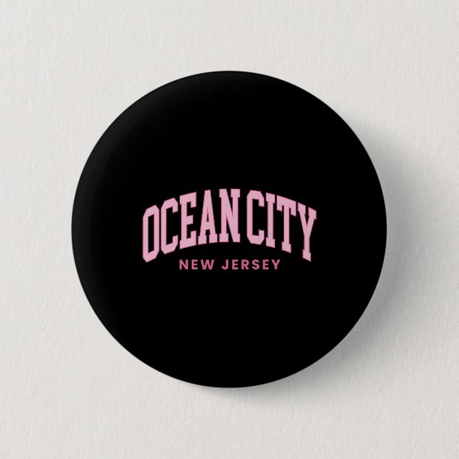 Ocean City New Jersey Nj Retro Preppy Throwback Wo Button (Vorderseite)
