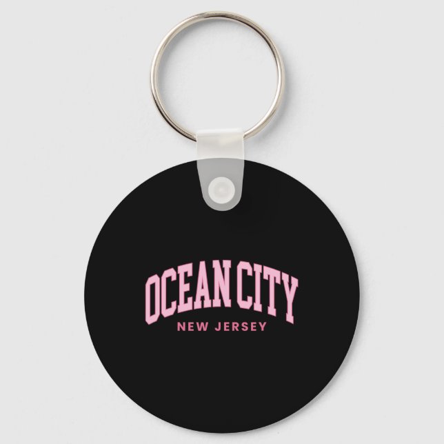 Ocean City New Jersey Nj Retro Preppy Throwback Wo Schlüsselanhänger (Vorderseite)