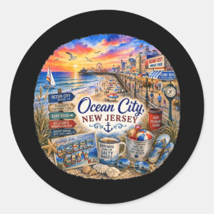 Ocean City New Jersey Nj USA Strand Sommer Runder Aufkleber