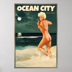 Ocean City New Jersey Shore Marilyn Monroe Mond Poster