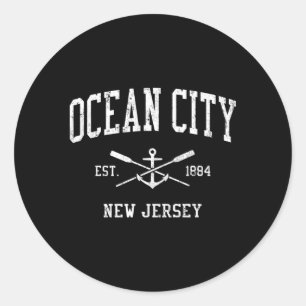 Ocean City Nj Crossed Oars Boat Anchor Sport Runder Aufkleber
