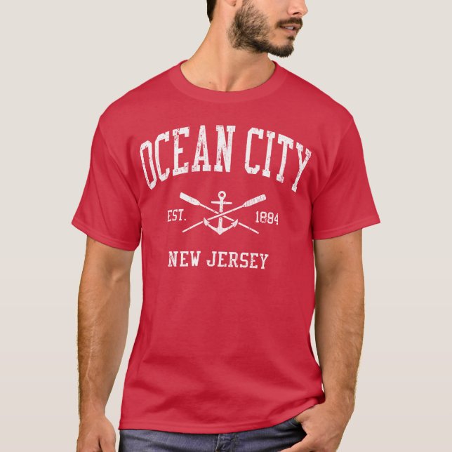 Ocean City Nj Crossed Oars Boat Anchor Sports vint T-Shirt (Vorderseite)