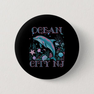 Ocean City Nj Delfin Bunter Strand Souvenir  Button