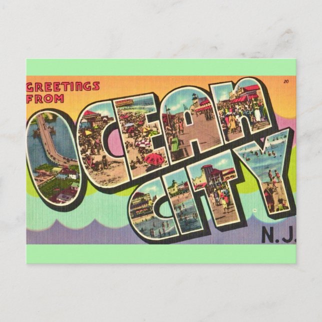 Ocean City NJ Greetings Postcard Postkarte (Vorderseite)