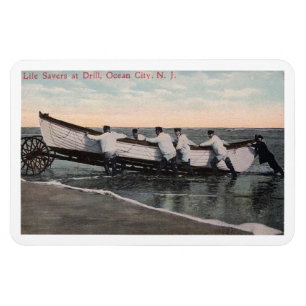Ocean City NJ, Lebensretter bei Drill, Vintage Magnet