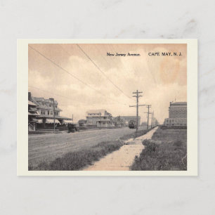Ocean City NJ, New Jersey Ave, Vintage Style Postkarte