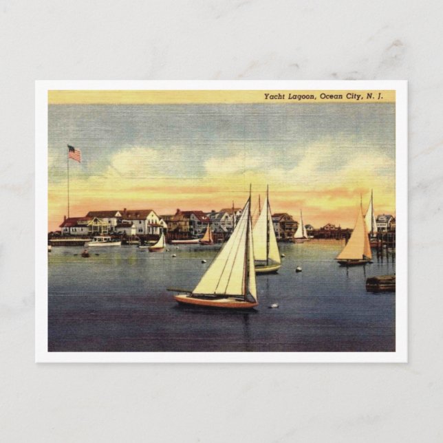 Ocean City NJ Yacht Lagoon 1950er Postkarte (Vorderseite)
