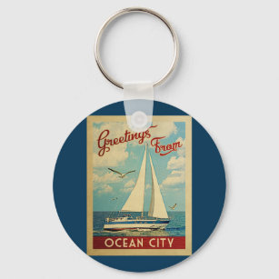 Ocean City Sailboat Vintage Reise New Jersey Schlüsselanhänger