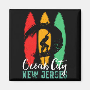 Ocean City Strand New Jersey Vintage Retro Surfen Magnet