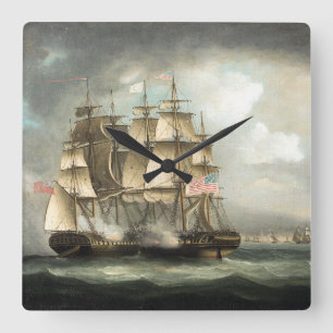 Ocean Clipper Sailing Ship Sea Boat Wall Clock Quadratische Wanduhr