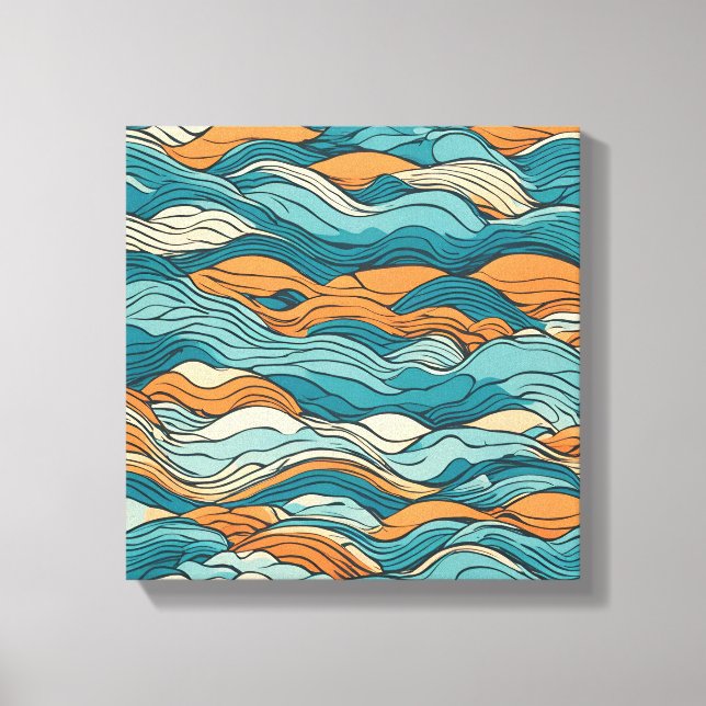 Ocean Currents: Stylized Wave Pattern Leinwanddruck (Vorderseite)
