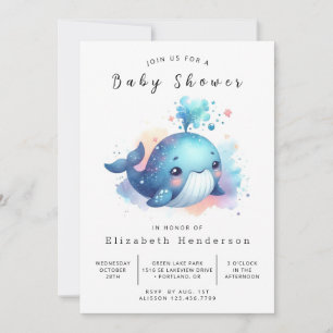 Ocean Custom Whale Baby Dusche Einladung