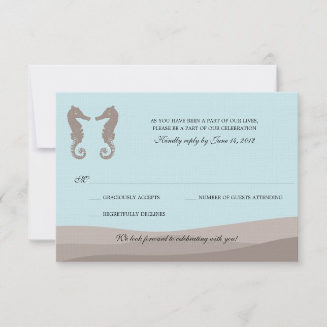 Ocean Double Seepferd Wedding RSVP (Vorderseite)