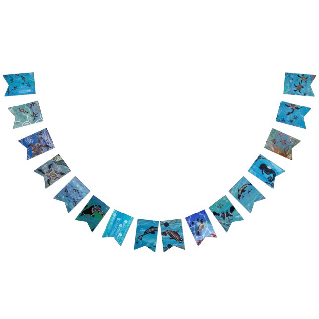 Ocean Dream Aborigine-Kunst Bunting Wimpelkette (Alle)